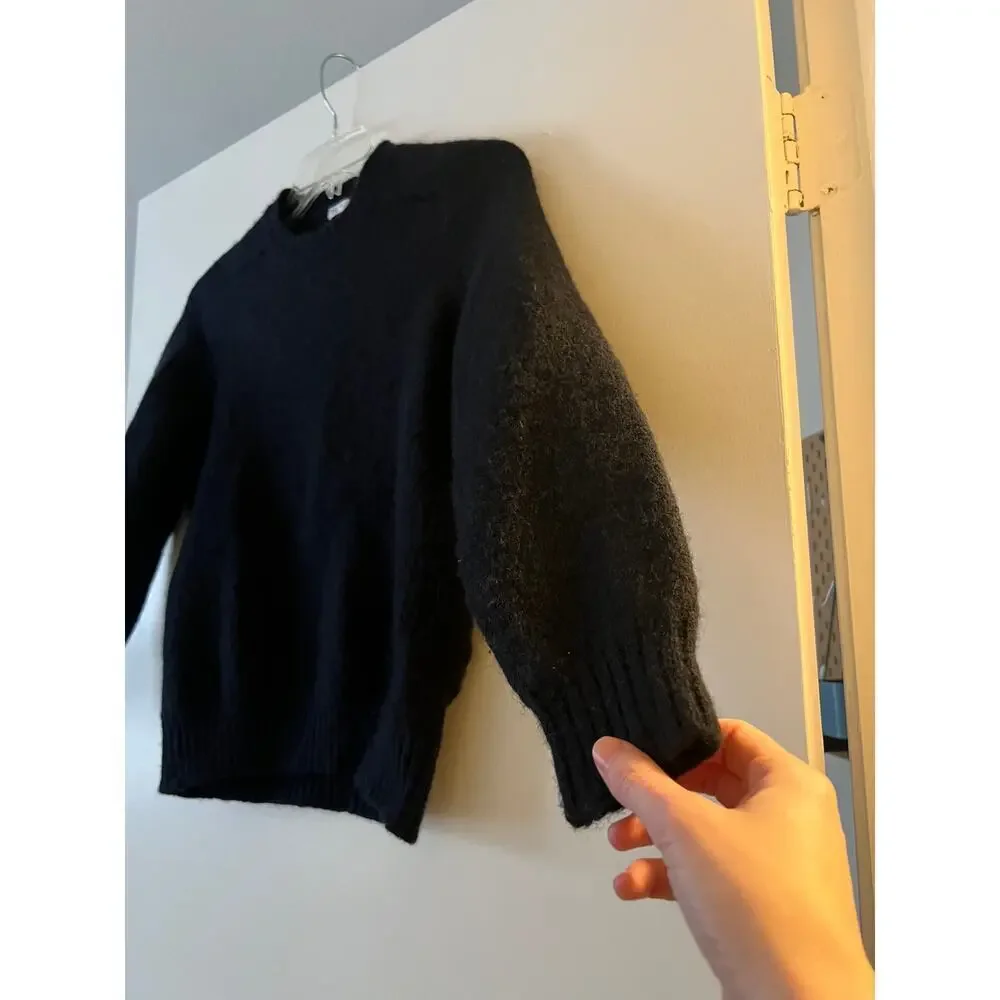 Zara Black Wool Long Sleeve Sweater Sz L - Picture 2 of 6